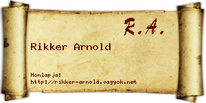 Rikker Arnold névjegykártya